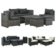 1/6 Piece Garden Lounge Set with Cushions Poly Rattan Grey Patio Set vidaXL