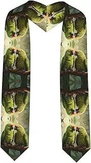 [SKKNT] Couple Parrots Olive Print Graduation Shawl Stole For Academic Commencements Honor Sash Congratulations Gift