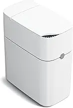 CTIME 2nd Gen Motion Sensor Bathroom Trash Can with Exhaust Fan for Automatic Bag Expanding - 3 Gallon Smart Slim Garbage Can (6" W x 11" L x 13" H)