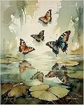 TAOPAOLAB Nature Serene Paint by Numbers Kit for Adults - DIY Butterflies Over Water Painting on Canvas 16x20In, Acrylic Paint Set, Suitable for Beginners, Art for Home Decoration or Gifts