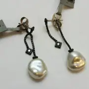 DAVID YURMAN NEW Darkened Silver Solari Pearl & Diamond Drop Earrings