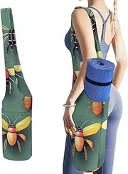 JKLQWH Insect Atlas Printed Yoga Mat Bag Long Tote with Pockets for Your Yoga Accessories Exercise Yoga Mat Carrier Holder Multi-Functional Storage Bag Holds Most Pilates Mats