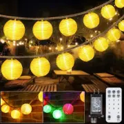 OMIKA Patio Lights Plug in- 40ft 40LED Warm White & Multicolor Mini Lantern L...