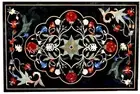 Black Marble Sofa Center Table Natural Gemstone Inlay Work Dining Table Top