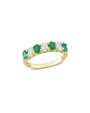 Rina Limor Eternity Bands 14K 1.14 ct. tw. Diamond & Emerald Semi-Eternity Ring