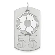 Sterling Silver Ss/Rhodium-Plated Personalized 2-Piece Soccer Ball Dog Tag Charm