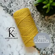 4MM 3ply macrame cord MUSTARD Cotton Soft 3 Strand Twist Rope Yarn Melbourne