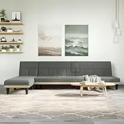 L-Shaped Sofa Bed Couch with Chaise, Sleeper Sofa for Living Room, Dark Grey Fabric Sectional, Modular Furniture, Small Space Concept, 255x140x70 cm