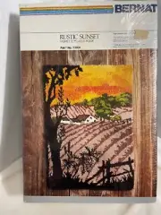 NEW Vintage 1980 Bernat Latch Hook Rug Kit "Rustic Sunset" 27x39 - T3931
