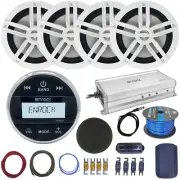 Enrock Marine Receiver, 4x 6.5" 180W Speakers, Amp w/Kit, Wire, Antenna, Cover