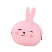 Fashion Cute Cartoon Rabbit Design Coin Purse Zipper Silicone Wallet Small Key Card Bag pink