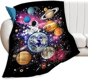 Space Blanket Galaxy Astronaut Throw Blankets Cozy Fleece Flannel Blanket Soft Warm Plush Lightweight Solar System Gifts Bedding for Boys Girls Teens Kids Adults for Couch Sofa Bed 40"X50"