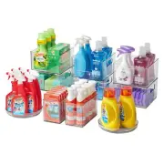 10 Pc Clear Plastic Modular Laundry Storage Bins Stackable Organizer System