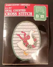 Country Christmas Oval Counted Cross Stitch Design For The Needle Vintage