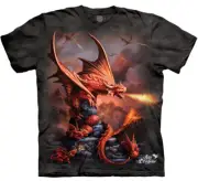 Fire Red Dragon Legendary Magical Wings The Mountain Fantasy Cotton Shirt S-3X
