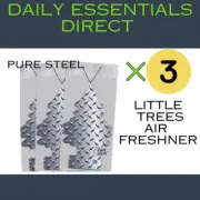 New Little Trees Air Freshener - PURE STEEL - Car & Home & Office # Pack