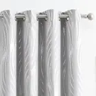 100% Blackout Curtains Grey and Silver Foil Pattern Curtains 84 Inch Length f...