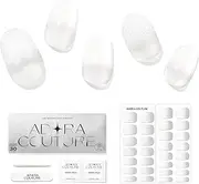 Adora Couture Semi Cured Gel Nail Strips with 30 Pieces, Salon Quality Wraps for Women, Clear White Ombre UV Gel Stickers, UV Light Required, Milky Clean