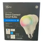 GE Cync Full Color Smart Bulbs 3 Pack LED A19 Dimmable Voice Out of Home Control