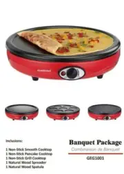 Portable Electric Stove Suit Camping Outdoors 1000W w/3 Cooktops Grill Omelette