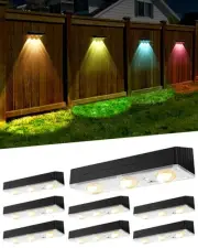 2025 Upgraded Solar Fence Lights Outdoor 8 Pack, 3000K-6000K Solar Deck Light...