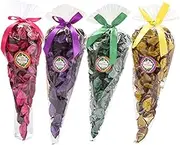 TooGet Rose Potpourri Bags, 4 Packs Rose Scented Potpourri Dried Flowers Natural Plant Fragrance Sachet for Home Fragrance Sachet Petal, Air Freshener 5.6 OZ