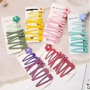 Set: Flower Hair Clip + Hair Pins ( Various Designs) C02 - Set of 7 - Purple - One Size