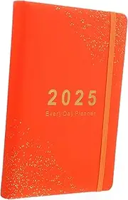 Beavorty 2025 Schedule Convenient Daily Planner Small Planner Monthly Planner 2025 Office Writing Notebook Organizer Book Planner School Planners Portable Scheduler Planner Pu Orange