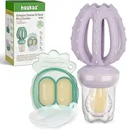 Haakaa Octopus Baby Fruit Food Feeder & Mini Freezer Nibble Tray Combo, Breastmilk Popsicle Molds for Cooling Relief, BPA Free Silicone Feeder for Safe Infant Self Feeding, 4 Month+ (Lavender)