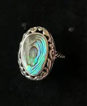 Abalone Shell Sterling Silver Ring Size 10 Filigree Bezel JTV Pacific Style NWT