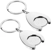 CAXUSD 2Pcs Trolley Token Key Ring Metal Shopping Cart Tokens Lightweight Keychains for Access Elegant Design for Grocery Shopping