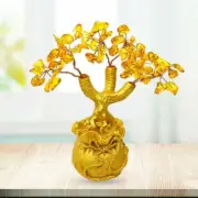 Feng Shui Citrine Money Tree Ornament Natural Crystal Bonsai Craft Lucky Quartz