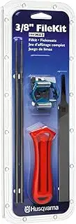 [Husqvarna] Chainsaw File Kit for 3/8" Pitch H Chainsaw Chains, Chainsaw Sharpening Kit Includes File Handle, Combination File Guide, Flat File and Round Files