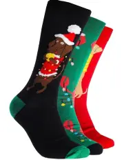[Mitch Dowd] Tis The Festive Season Cotton Crew Socks 3 Pack in Red/Green