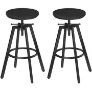 Bar Stools, Round Bar Chairs with Sturdy Metal Frame, Set of 2 Industrial Bar...