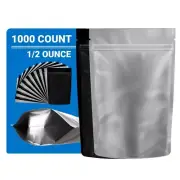 Loud Lock Mylar Bags 1,000 Count - 1/2 Ounce Black/Clear Zip Seal Bags