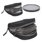 Portable 8 Slot Camera Lens Filter Pouch Dustproof Case with Shoulder Strap for