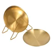 1 Set stainless steel round plates Appetizer Salad Dinner Dishes Snack Serving