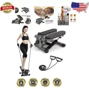 High Capacity Mini Stepper with Resistance Bands & LCD Monitor for Home Workouts