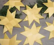 Set of 7 Extra Large Flat Ribbon Stars Yellow 11 Inches Window Table Decor Star