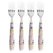 4pc Teas & C's Contessa Stainless Steel Fruit/Cake Forks Rose Maxwell & Williams