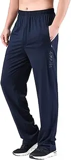[Zoulee] New Men's Front Zipper Fly Open-Bottom Sweatpants Jogger Pants