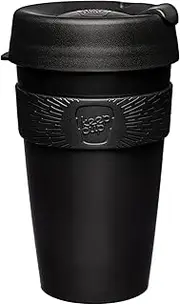 KeepCup Original, Lightweight Plastic Reusable Coffee Cup with Splashproof Sipper Lid - 16oz/454ml - Black