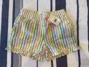 Seersucker Rainbow Mini Boden Ruffle Shorts Sz 7 NWT