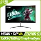 Acer ED270R S3 HDR曲面電競螢幕(27型/FHD/180Hz/1ms/VA)