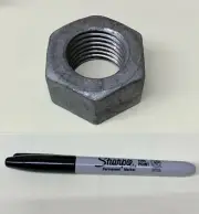 (1) 2”-4 1/2 Hex Nuts Grade 2 Hot Dip Galvanized fits all 2"-4.5 bolts Large