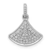 14k White Gold 1/4ct. Real Diamond Fan-shape Pendant