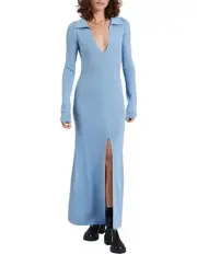Bec & Bridge Freya Long Sleeve Knit Maxi Dress Sky Blue Size AU 12 US 8 NWT $300