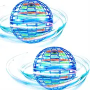 Catzon 2 Packs Magic Flying Toy Ball Dynamic RGB Light Drop Resistant -Blue