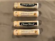 ~ 4 Tubes Sealed New Chapstick Vanilla Bean Ice Cream Lip Balm .15 Oz ~